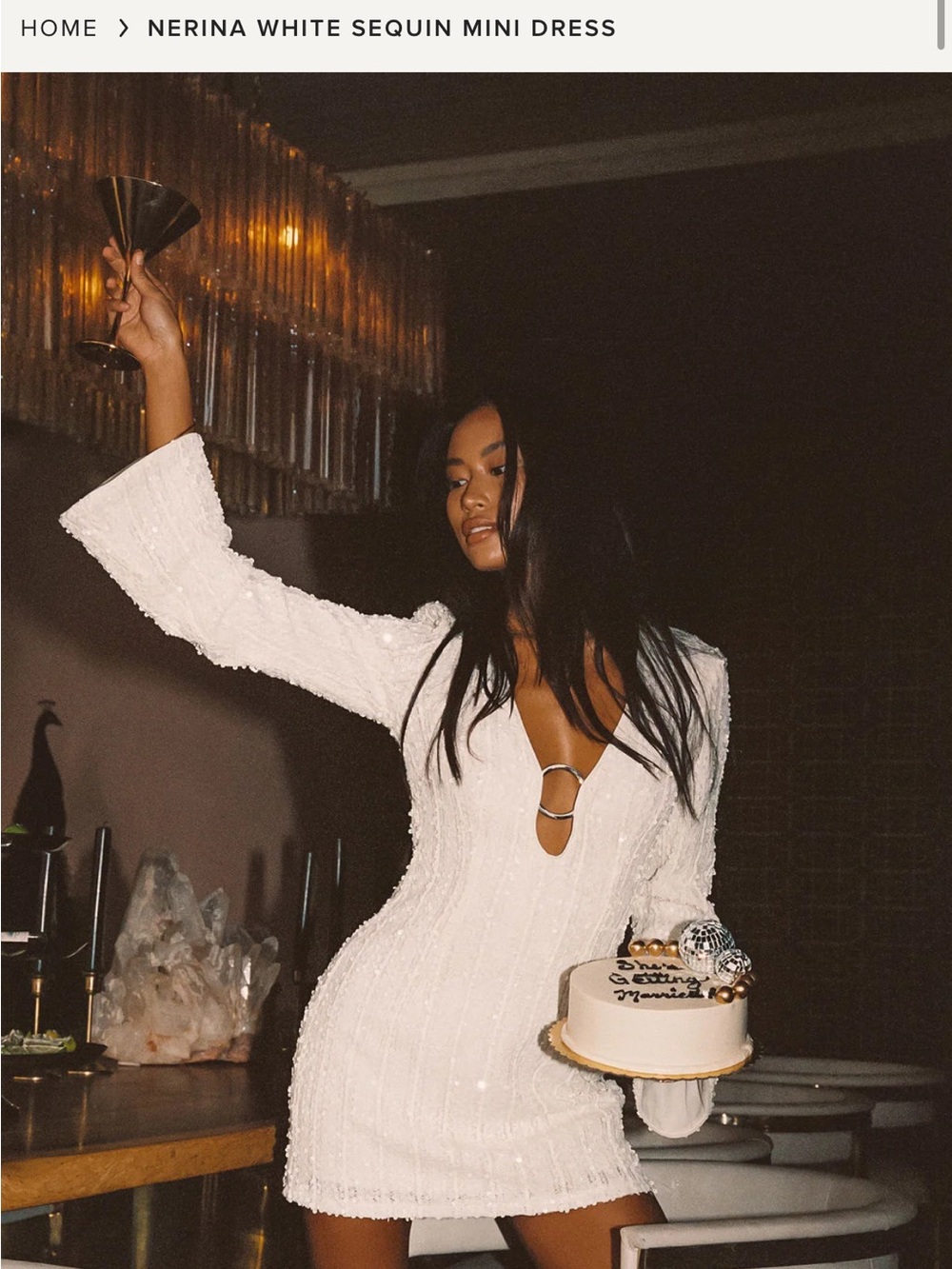 12th Tribe White Sequin Mini Dress